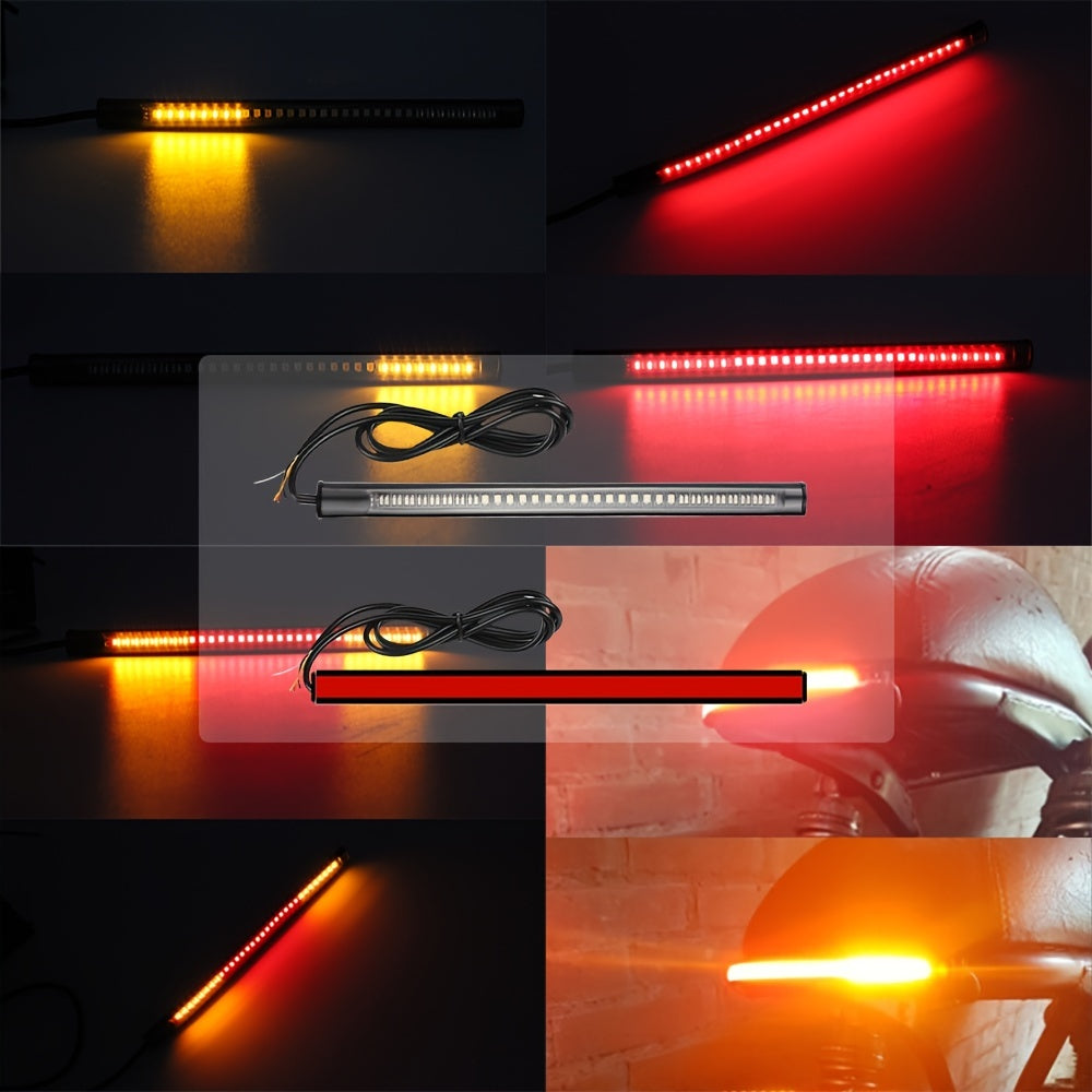 Motorcycle LED Brake Light Strip Tail Stop Turn Signal Flexible Red Yellow 12V