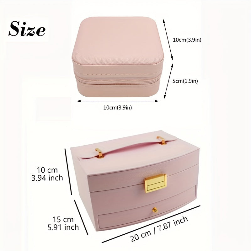 Ko‘p bo‘limli va zipli yopilishi bilan sun’iy charmli zargarlik buyumlarini tashkil etuvchi quti