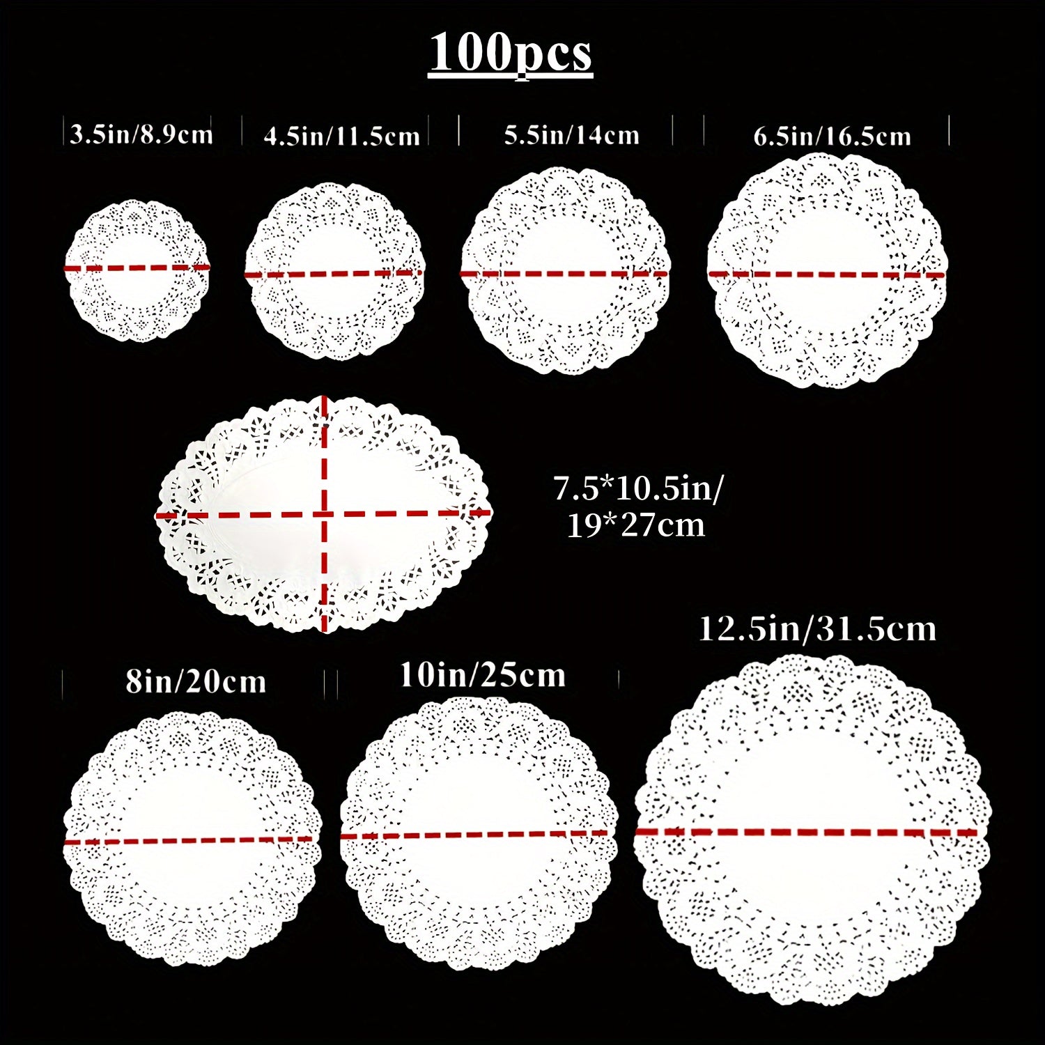 White Lace Paper Doilies Assorted Sizes for Desserts and Special Occasions