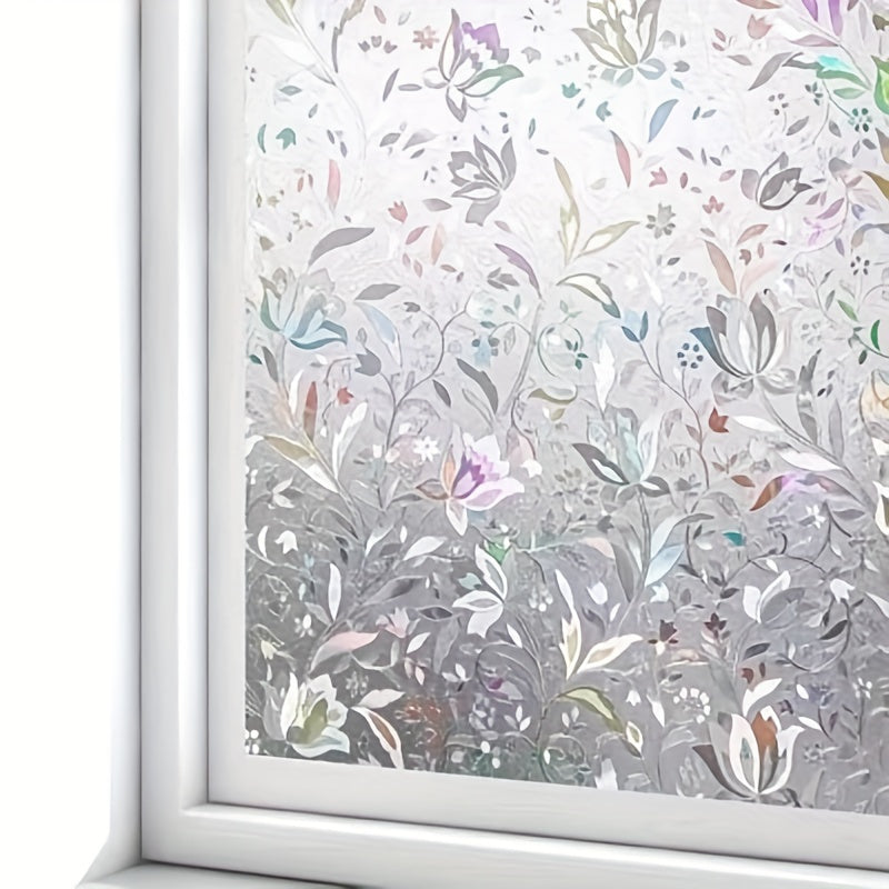 Decorative Rainbow Tulip Privacy Window Film Frosted Stained Glass Effect Sun Protection 19.81cm x 199.9cm