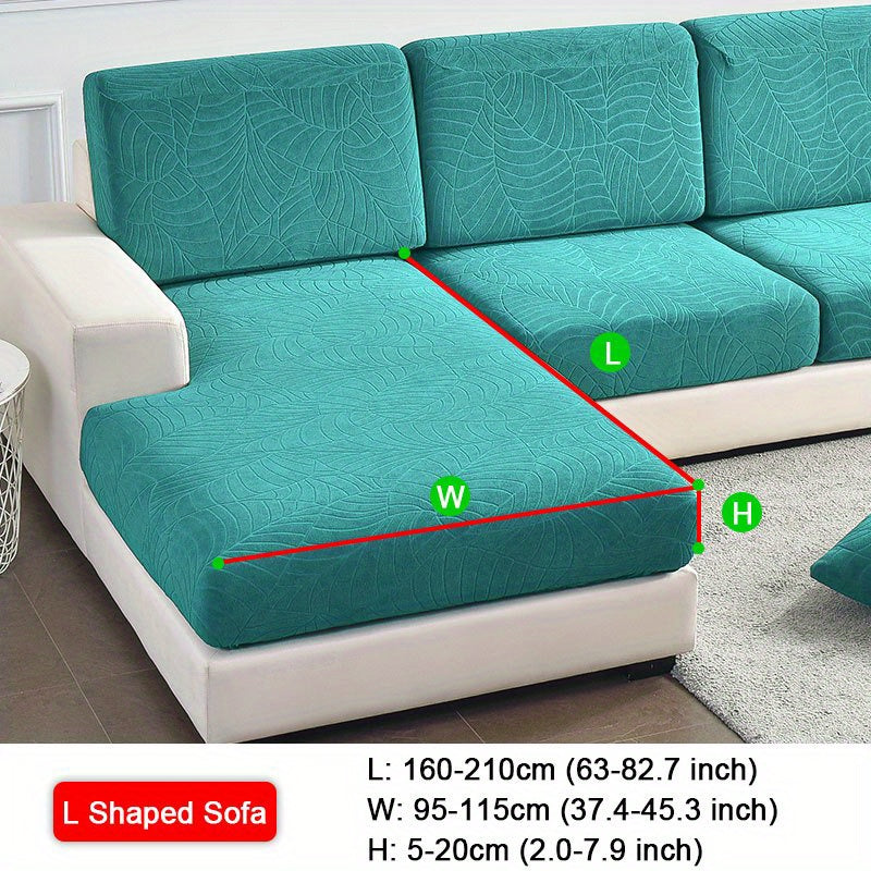 Waterproof Jacquard Sofa Cushion Cover with Leaf Pattern for 1/2/3-Seater and Sectional Sofas Machine Washable Living Room Home Decor