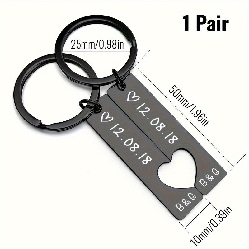 Персонализированные ключницы для пар в хипстерском стиле с датой, изготовленные из высококачественной нержавеющей стали. Идеальный подарок на годовщину, день рождения или День отца.