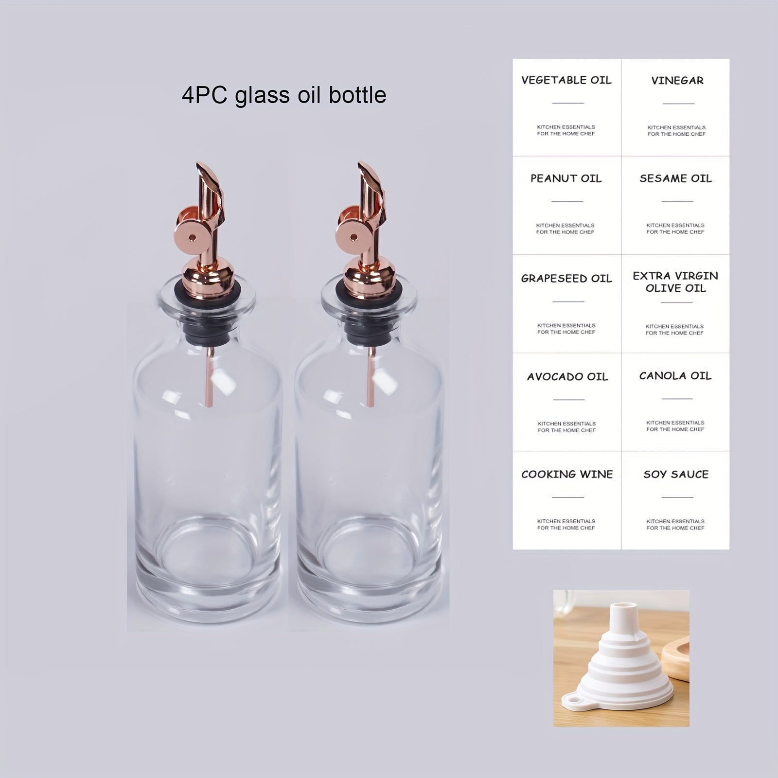 Set of 4 Oil and Vinegar Dispenser Bottles with Leak-Proof Design