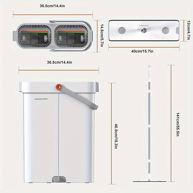 "2 ta mopa pad bilan tekis pol mopu chelak to'plami, qo'l bilan yuvishsiz tekis mop, siqishli tor chelak, tozalash vositalari, yetti rangli mop to'plami."
