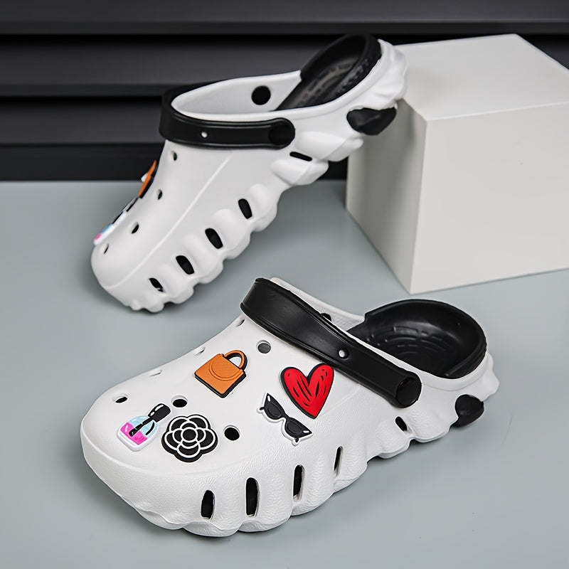 Women's 3D Cartoon Decor Clogs Lightweght EVA Slip On Summer Beach Shoes