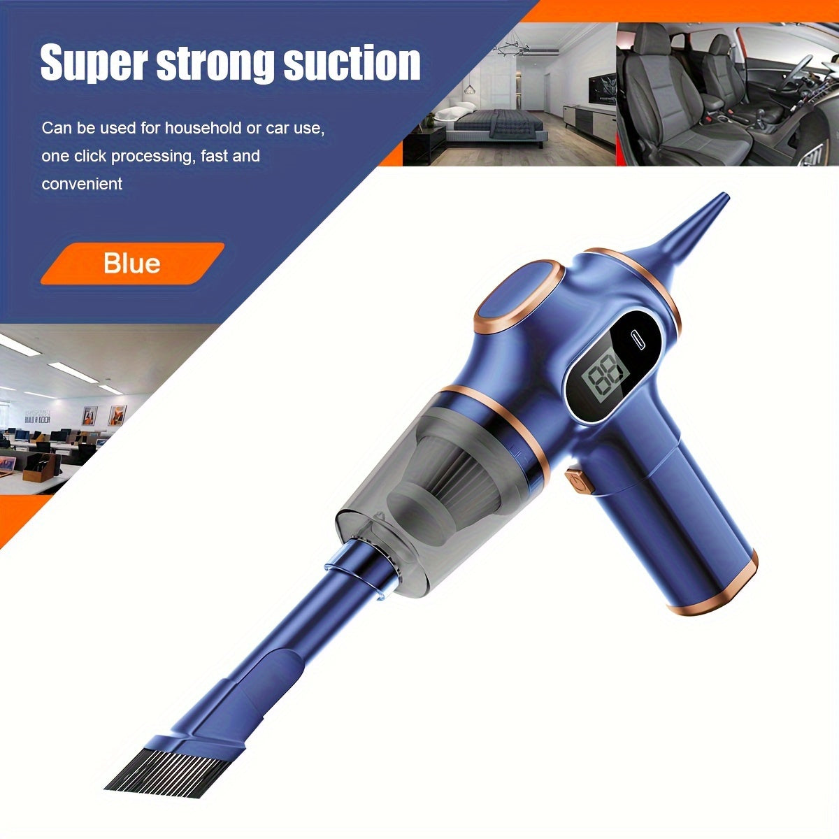 Portable Car Vacuum Cleaner Cordless Handheld with Digital Display Black Rose Gold