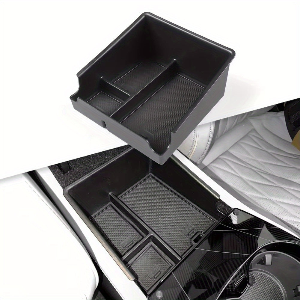 Center Console Armrest Storage Box for EV Black Tidy Organizer