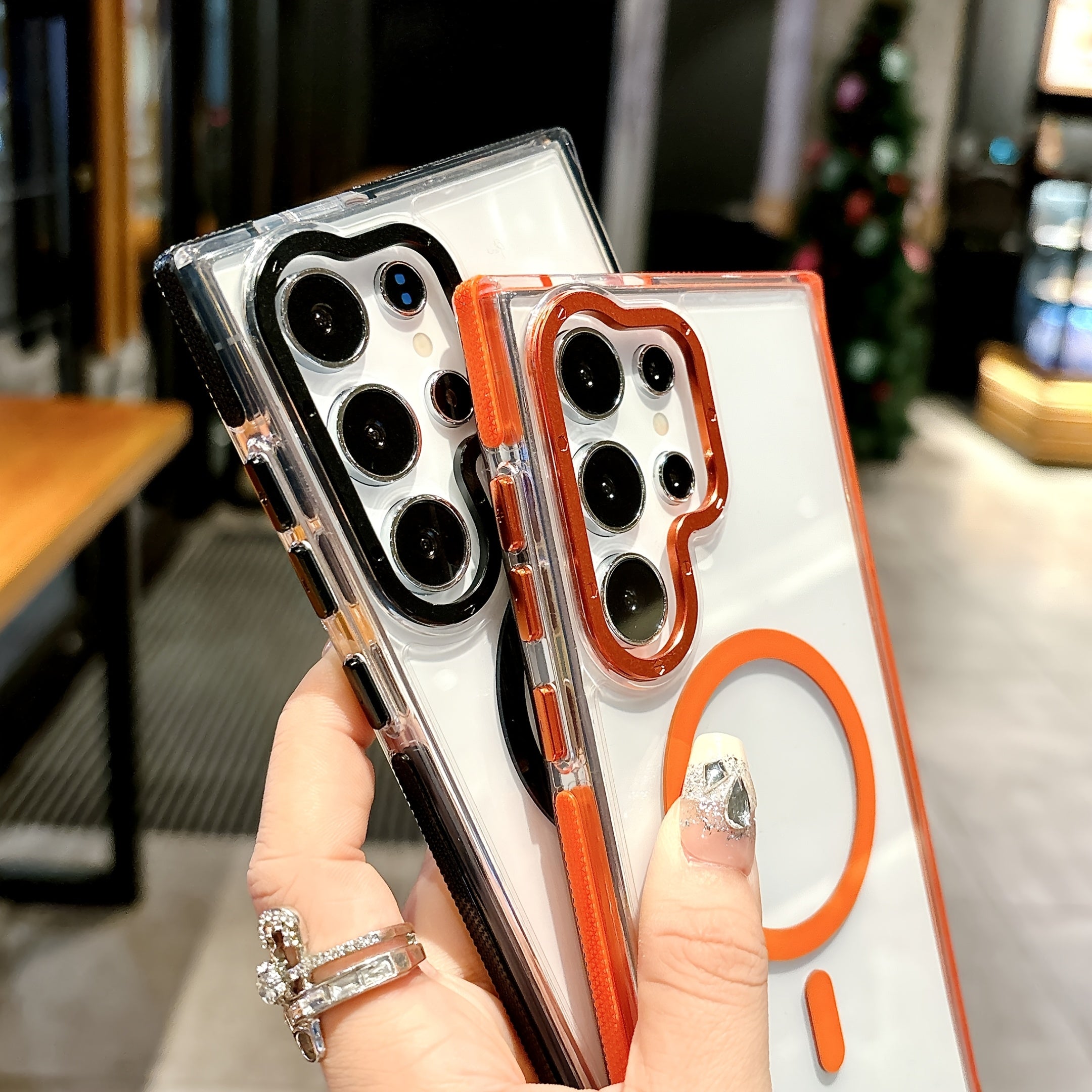 Transparent Magnetic Anti-Slip Phone Case for Samsung Galaxy S23 Ultra Plus with Wireless Charging and Shockproof Protection