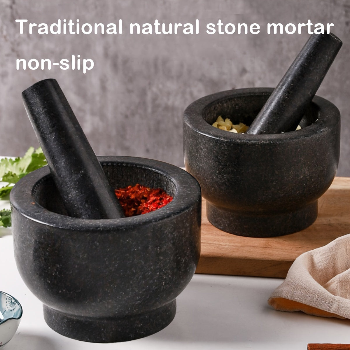 Natural Stone Molcajete for Grinding Garlic Spices and Herbs Kitchen Tool