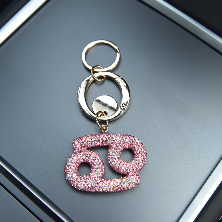 Llavero de resina rosa y metal con cristales para bolsos y mochilas