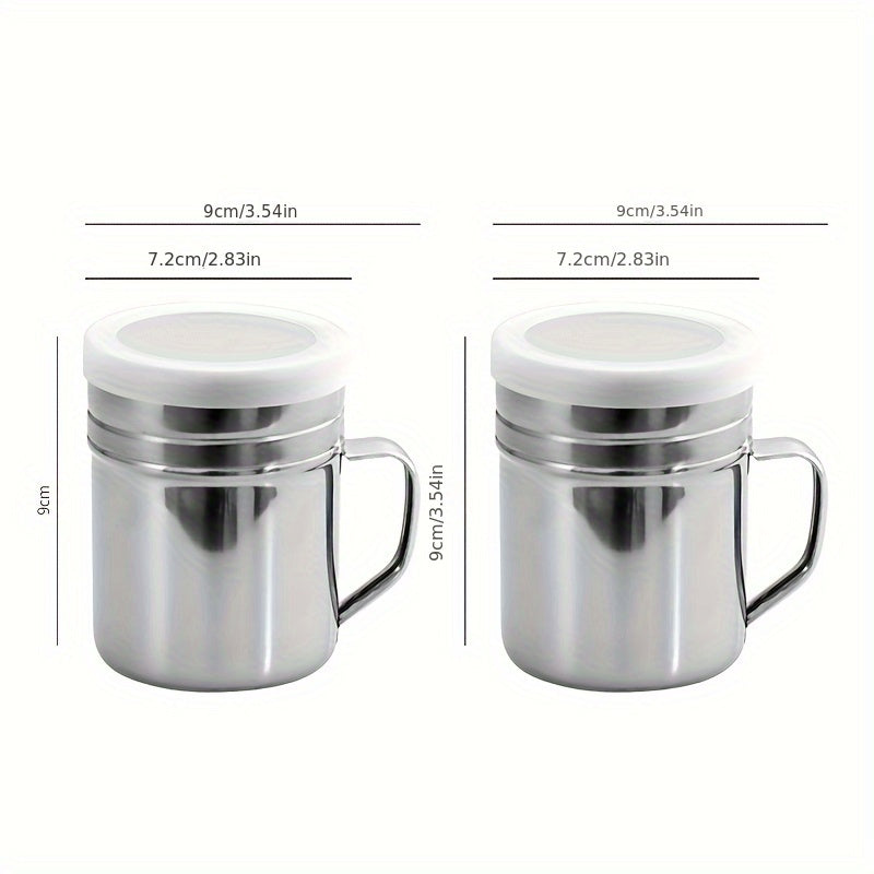 Ko'p maqsadli zanglamas po'latdan yasalgan ziravorlar idishi, tutqichi va qopqog'i bilan, uylar, kafelar va restoranlarda shakar, dolchin, murch, tuz va ziravorlarni saqlash uchun mukammal.