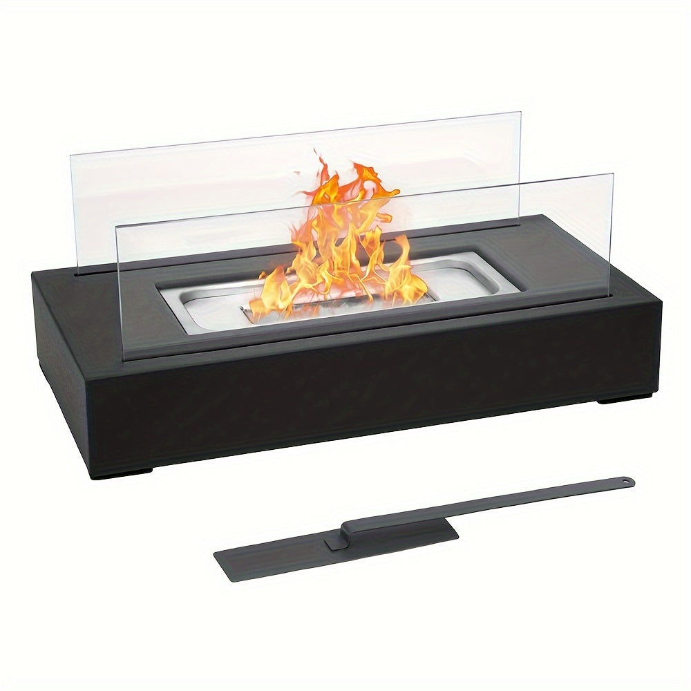 Классический металлический спиртовой обогреватель с прозрачными стеклянными боковинами - переносной настольный камин для уютной атмосферы, идеально подходит для свиданий, вечеринок и семейных посиделок