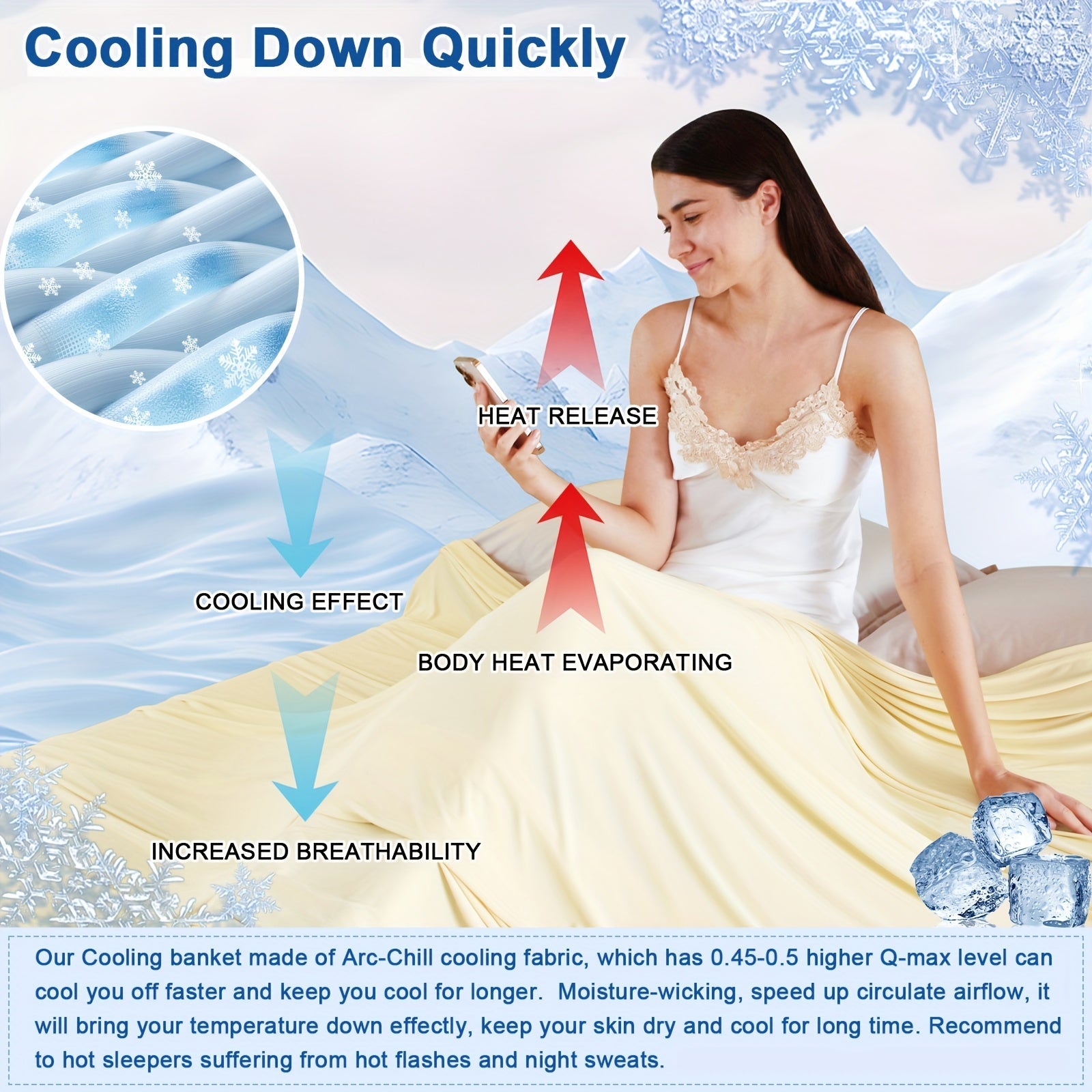 Cooling Blanket Lightweight Breathable Gray for Hot Sleepers Home Office Travel