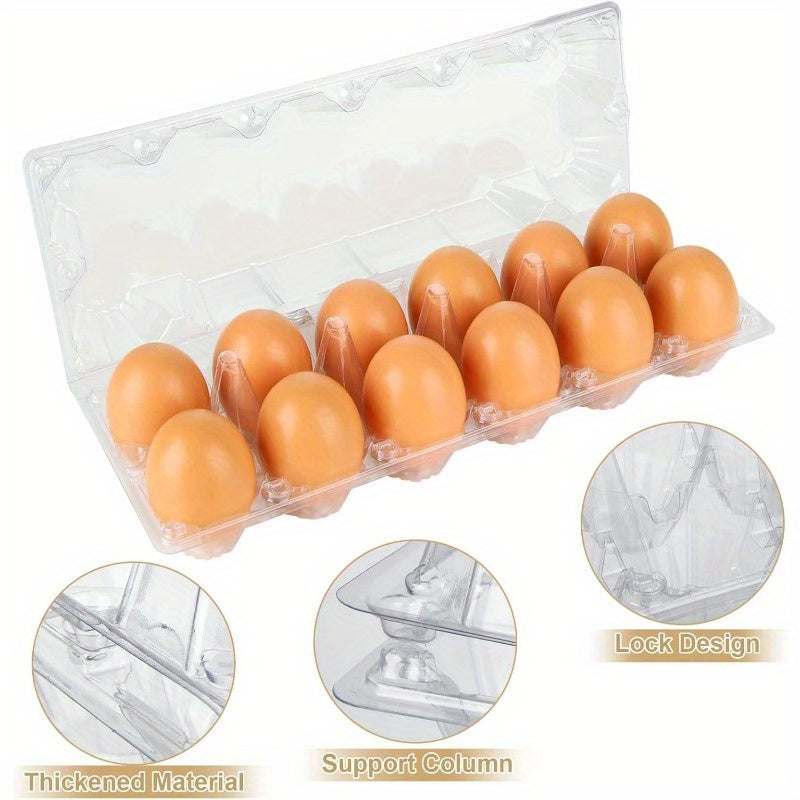 30-Pack Clear Plastic Egg Cartons Reusable Egg Trays Hold 12 Eggs for Farm Market