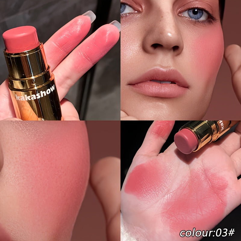 Women Waterproof Dual-Ended Blush Stick with Matte Finish Buildable Colors