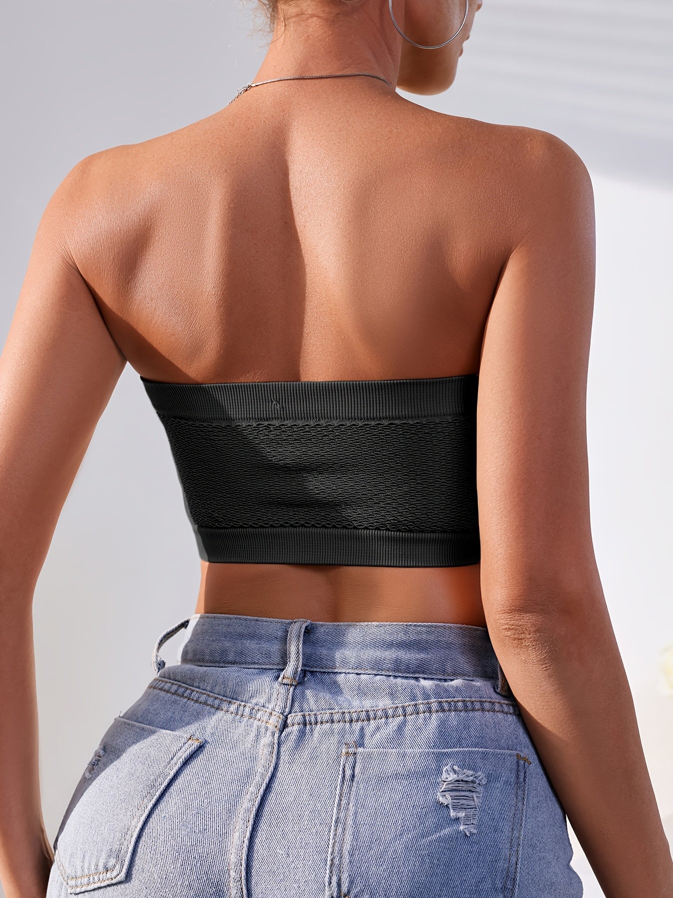 Бюстгальтер-бандо из сетки для полных размеров, бесшовный, без косточек, с нескользящей поверхностью, без проводов