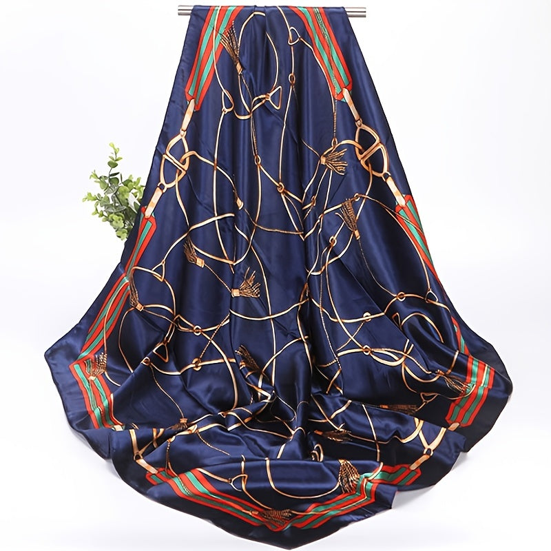 Large Satin Square Scarf Fashion Neck Wrap Lightweight Silk-Like Polyester