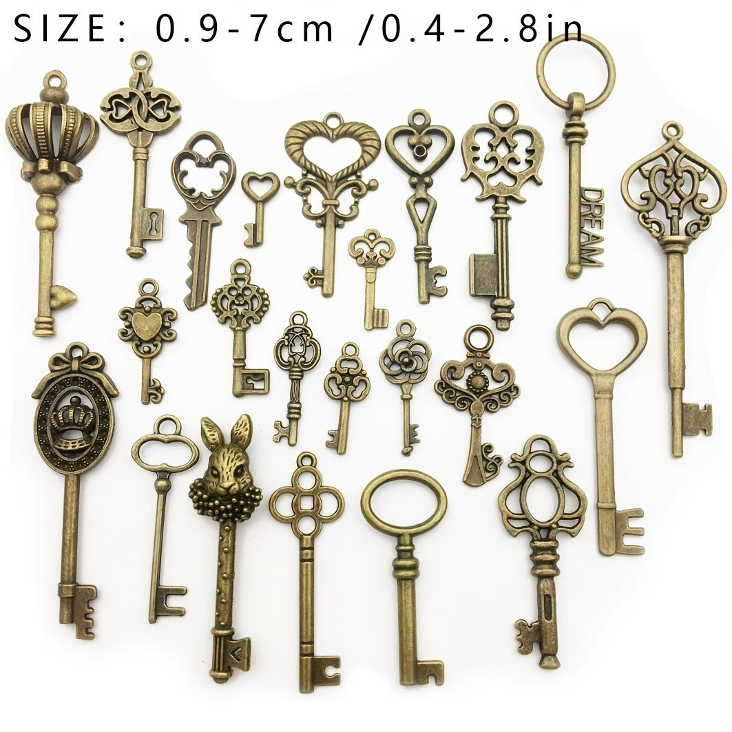 Set of 23 Vintage Skeleton Keys Antique Bronze Style for Crafts and Decor
