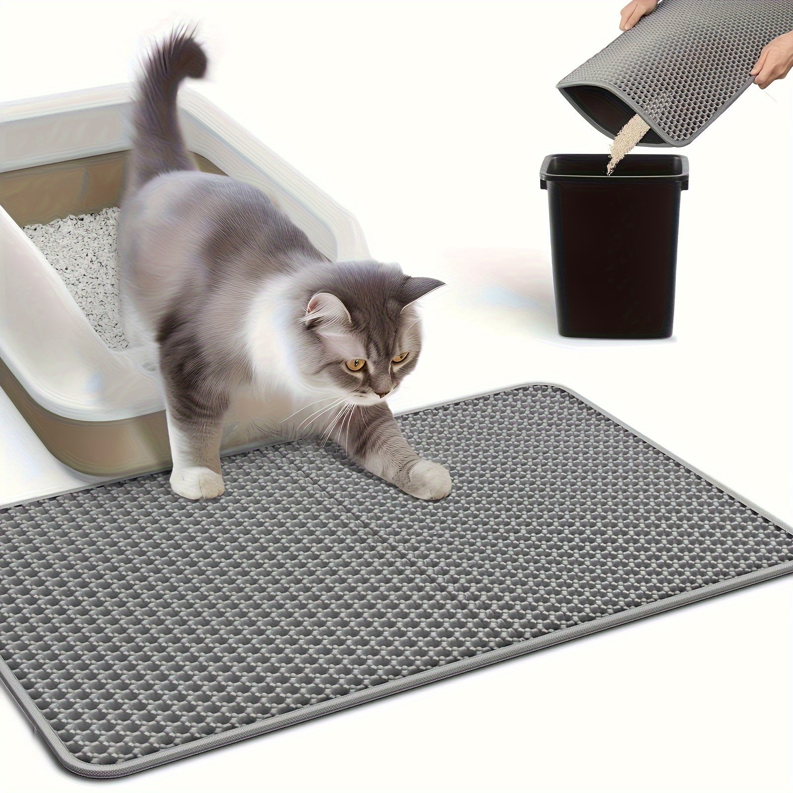 Double Layer EVA Honeycomb Cat Litter Mat Waterproof Non Slip Easy Clean