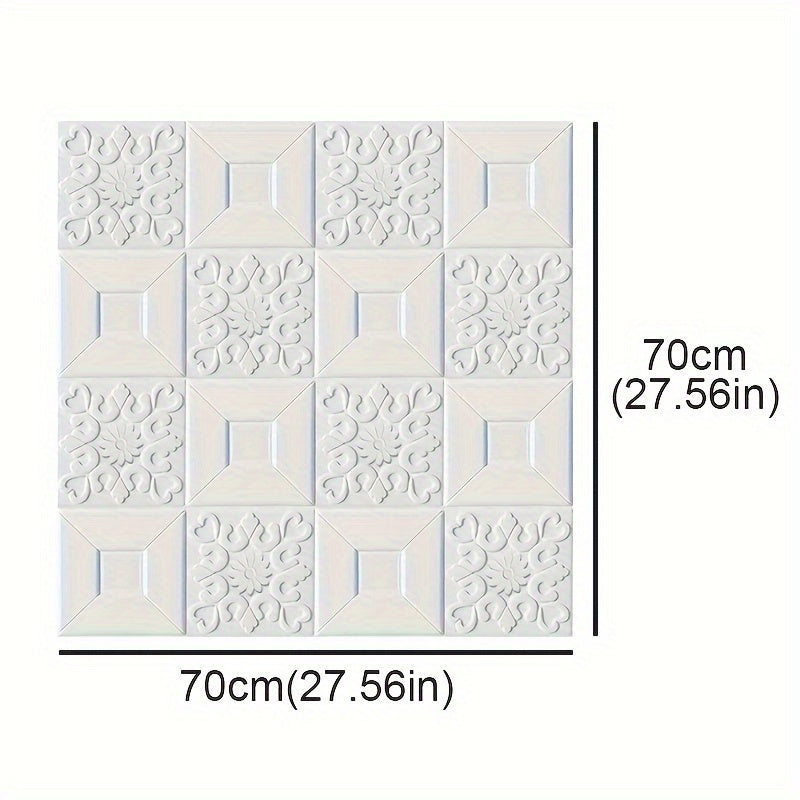 70x70cm 10-Piece 3D Foam Wall Stickers Self-Adhesive for Living Room Bedroom Decor