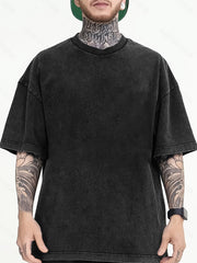 Мужская футболка большого размера из хлопка с розовым графическим принтом, круглый вырез, повседневная уличная одежда