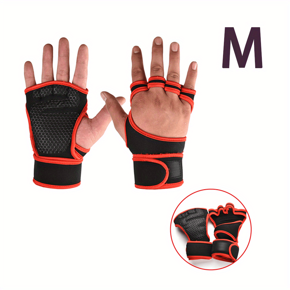 Half Finger Gym Gloves with Adjustable Wrist Support for Weightlifting and Pull-Ups