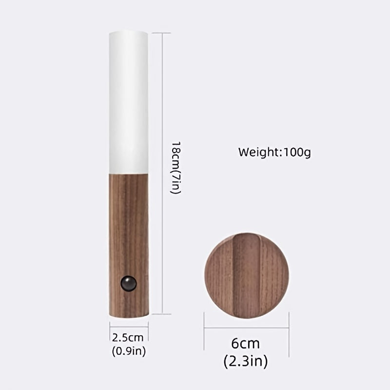 Wooden Motion Sensor Night Light with Rechargeable LED and Magnetic Mount