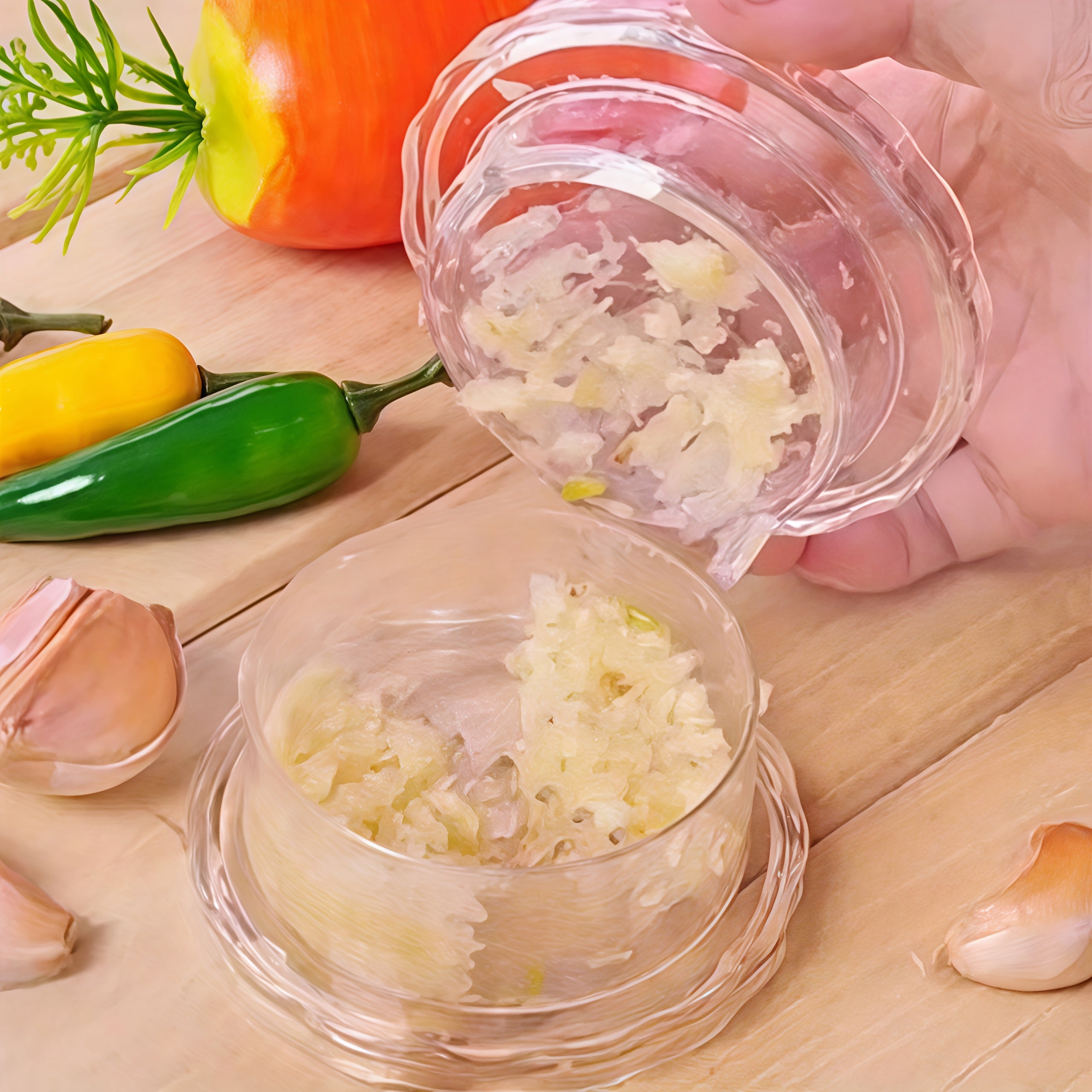 Manual Garlic Crusher Handheld Plastic Kitchen Tool