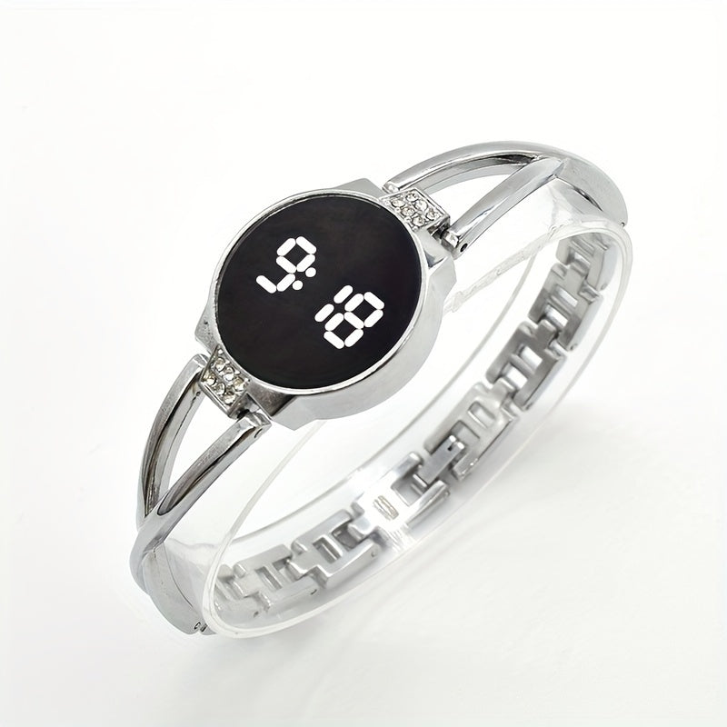 Ayollar uchun LED sensorli ekran po'lat bangle soat zamonaviy moda uslubiga mos