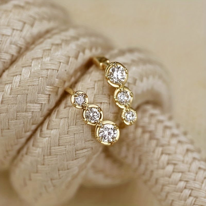 Women's Silver Earrings with Geometric Round Shapes for Engagement