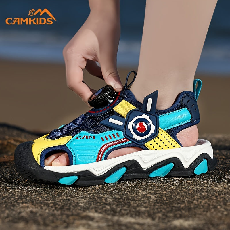 Детские вращающиеся ремешковые сандалии для мальчиков и девочек, легкие, противоскользящие, дышащие, повседневные пляжные и туристические туфли