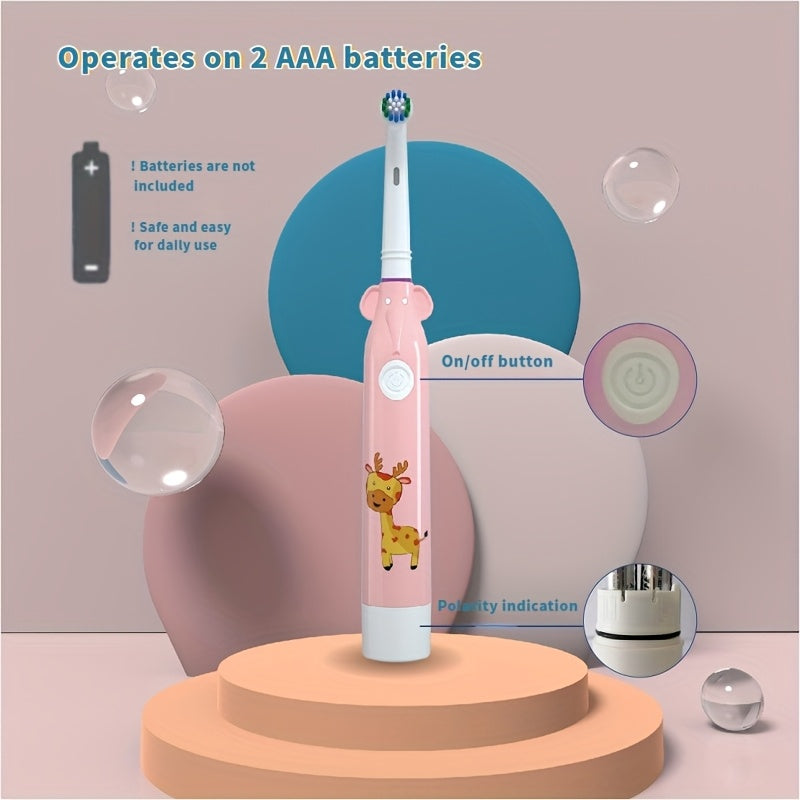 Youngsters Electric Toothbrush Safe Round Head Battery-Powered Cartoon Design