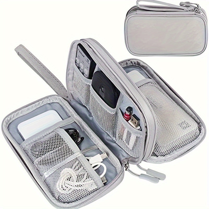 Bolsa organizadora de cables de viaje para cargadores, cables y auriculares, poliéster duradero y compacto
