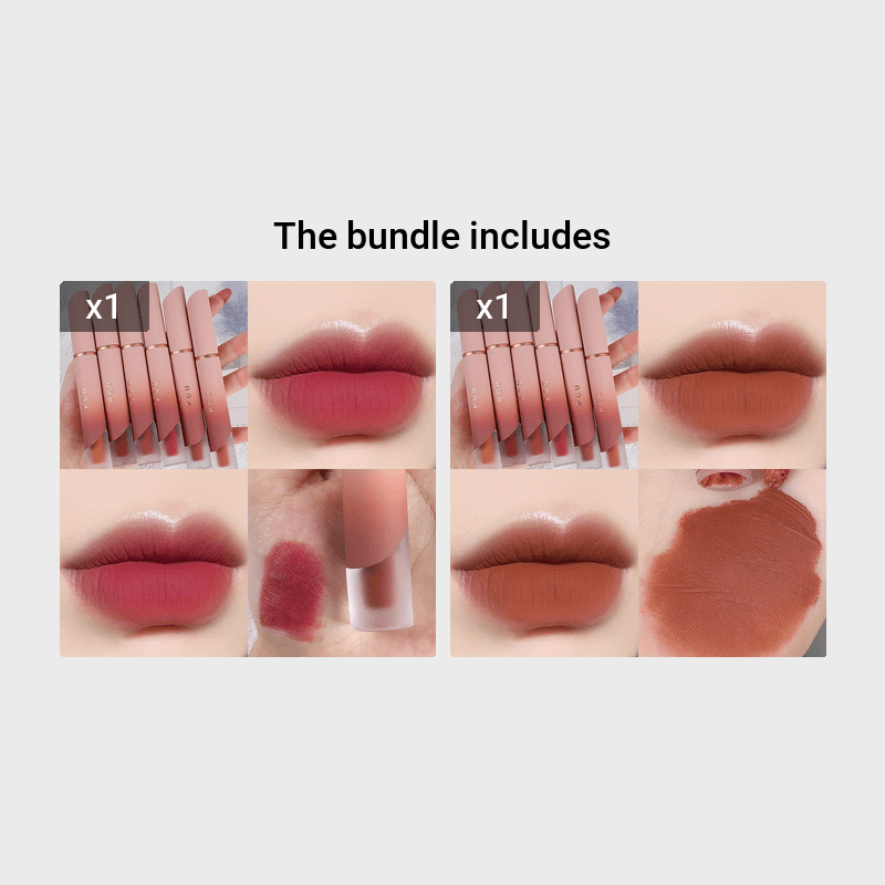 Bálsamo labial mate para mujer, de larga duración, a prueba de agua, tonos nude y rojos