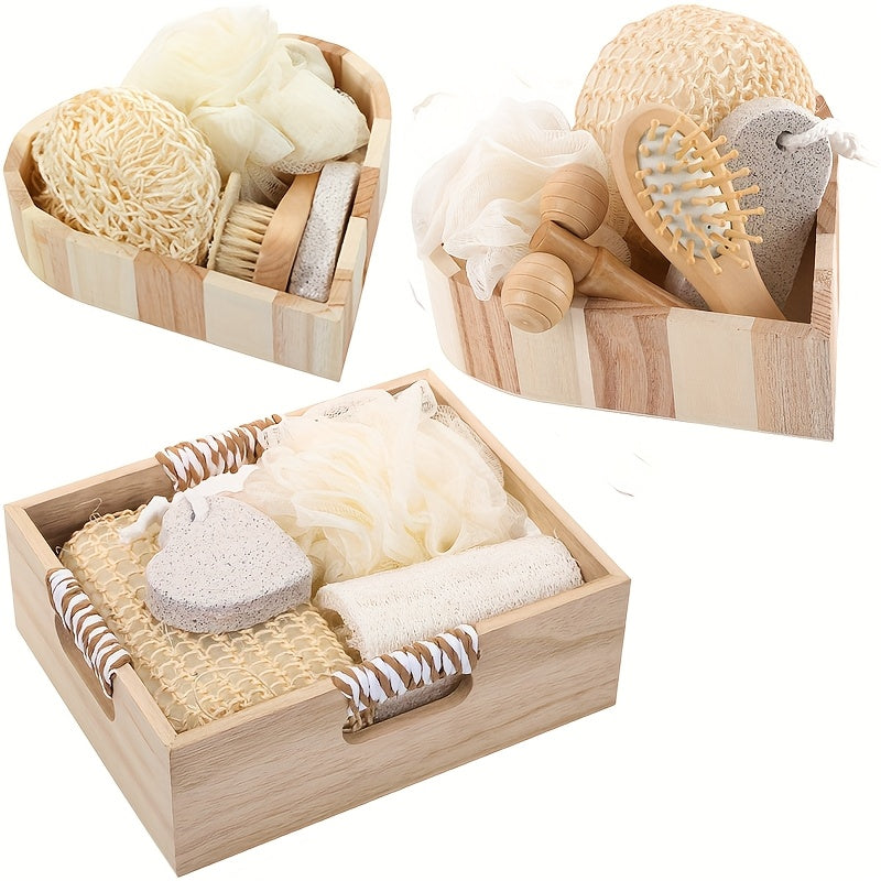 Unscented Exfoliating Spa Kit with Heart and Square Sponges for Relaxation