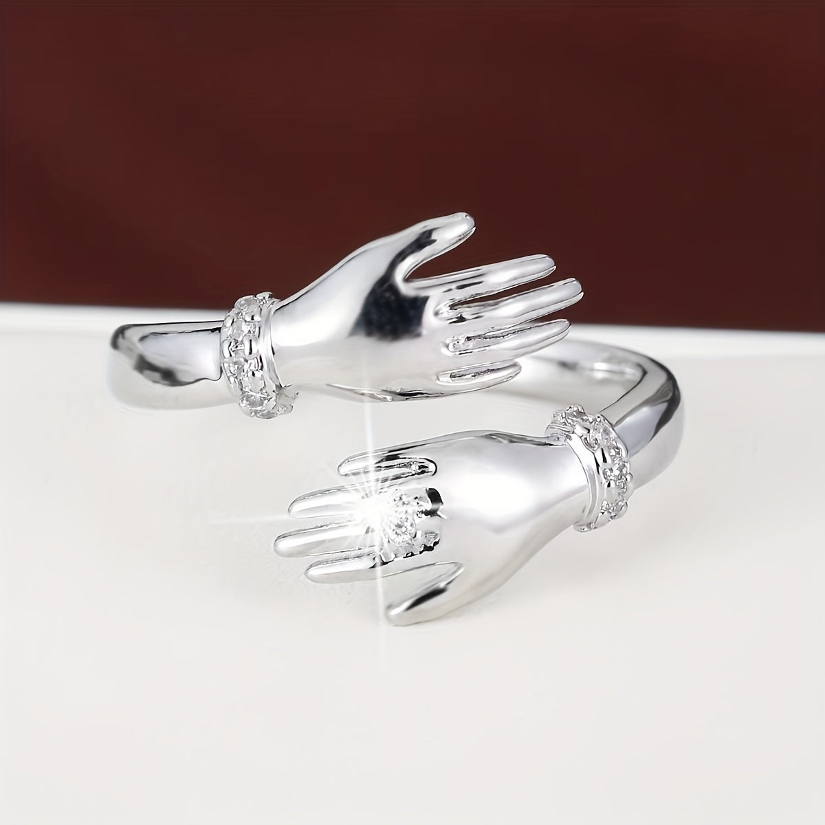 Stylish Gold Plated Synthetic Zircon Statement Ring for Women on Index Finger