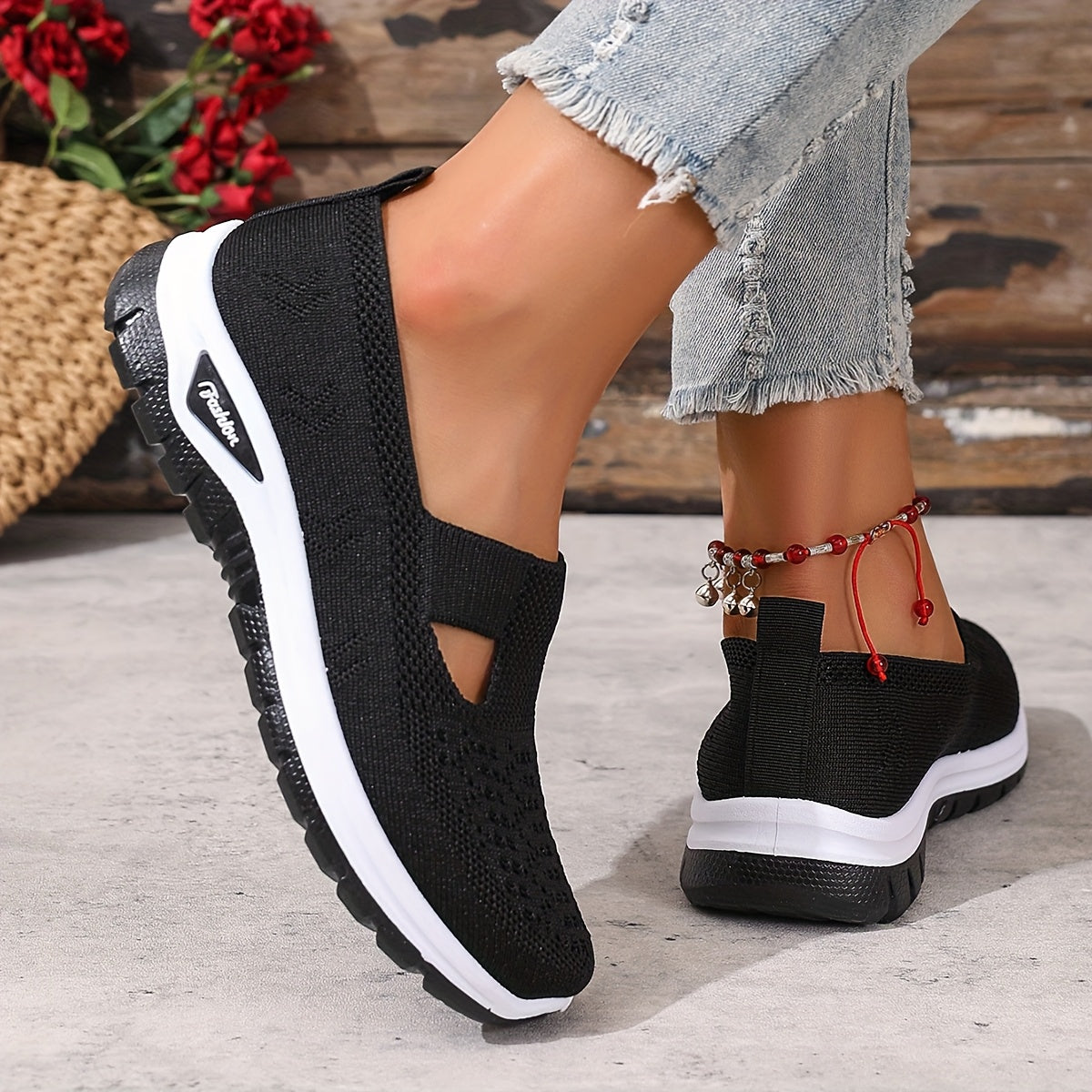 Women’s Casual Slip-On Sneakers Breathable Fabric Summer Beach Shoes