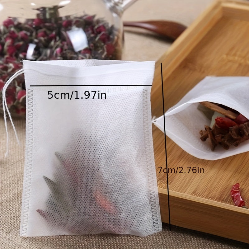 Paquete de 100 infusores de té de fibra no tejida con cordón para té de hoja suelta y café