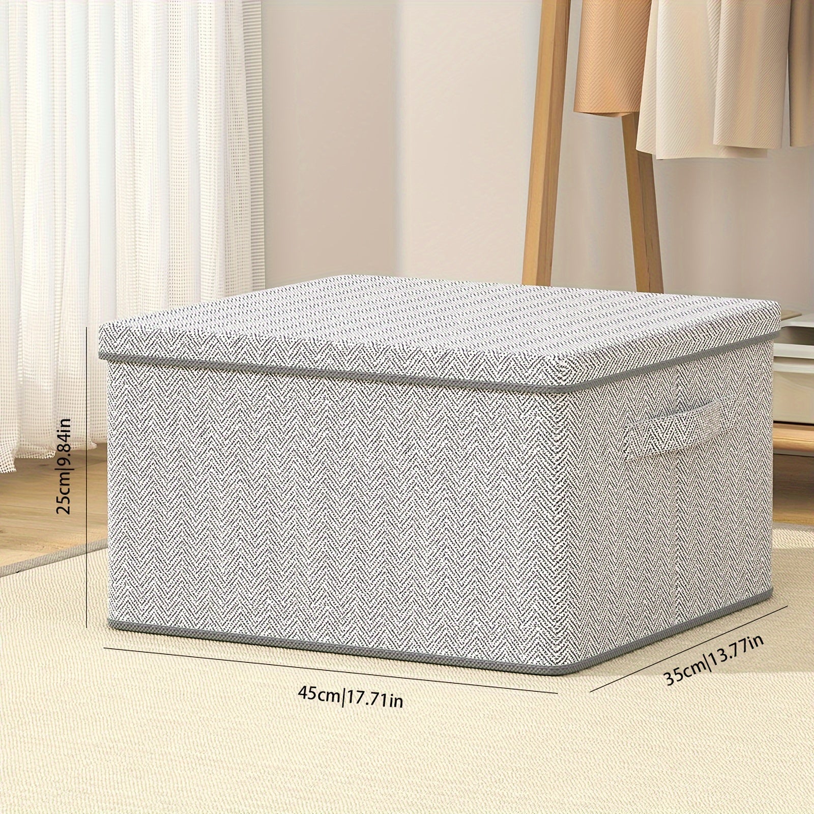 Non-Woven Fabric Storage Box with Lid Stackable Dustproof for Clothes Toys Snacks