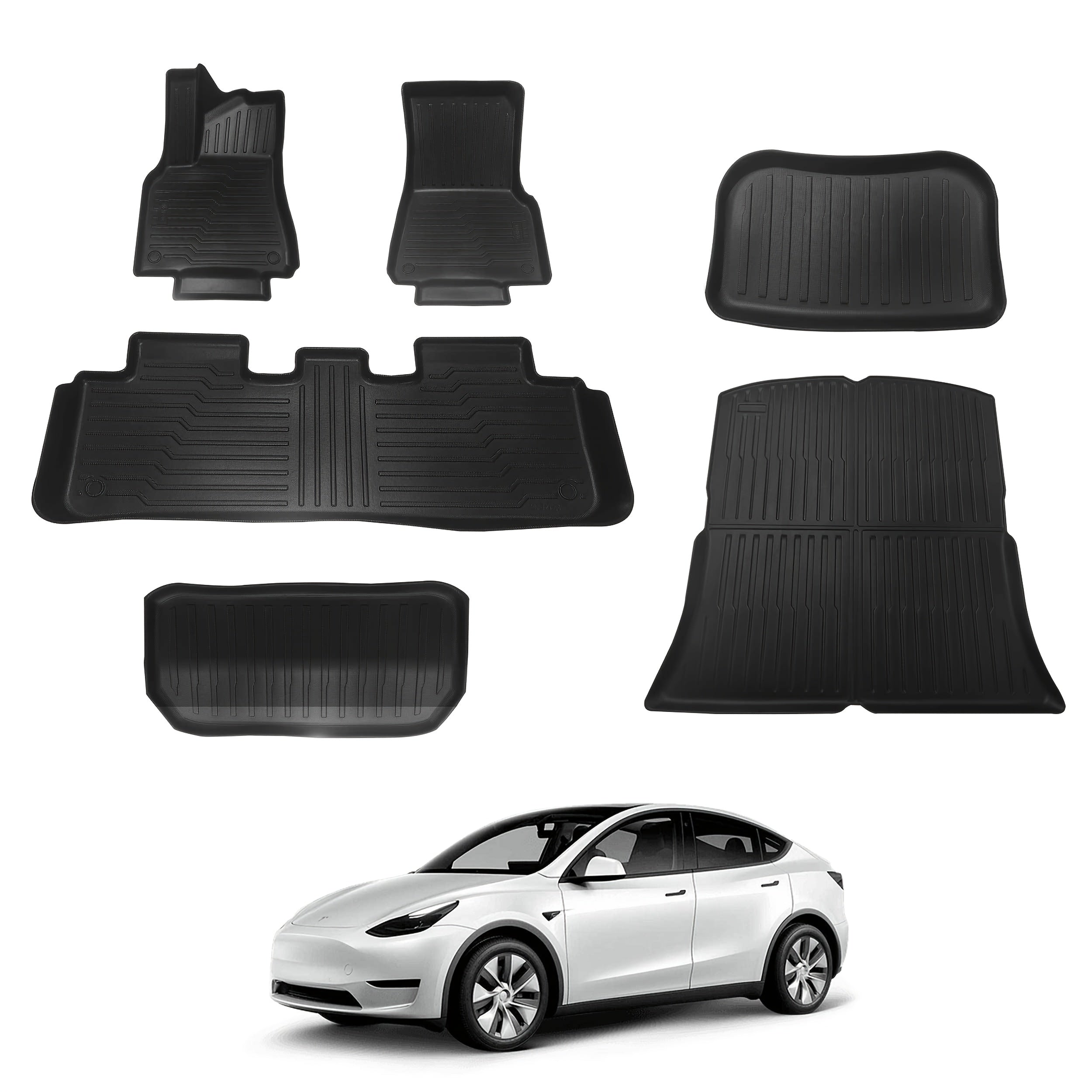 Car Floor Mats for Tesla Model Y 2019-2024 Waterproof Non-Slip TPE 6pcs Set