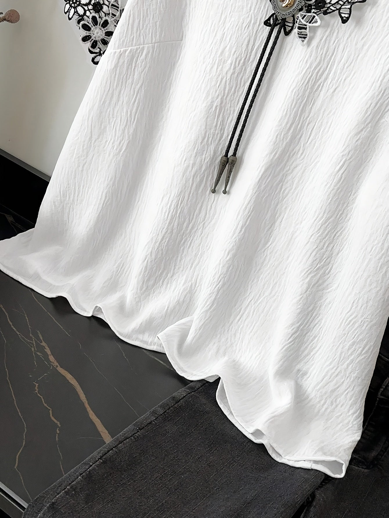 Plus Size Women's Lightweight V-Neck Blouse With Floral Embroidery