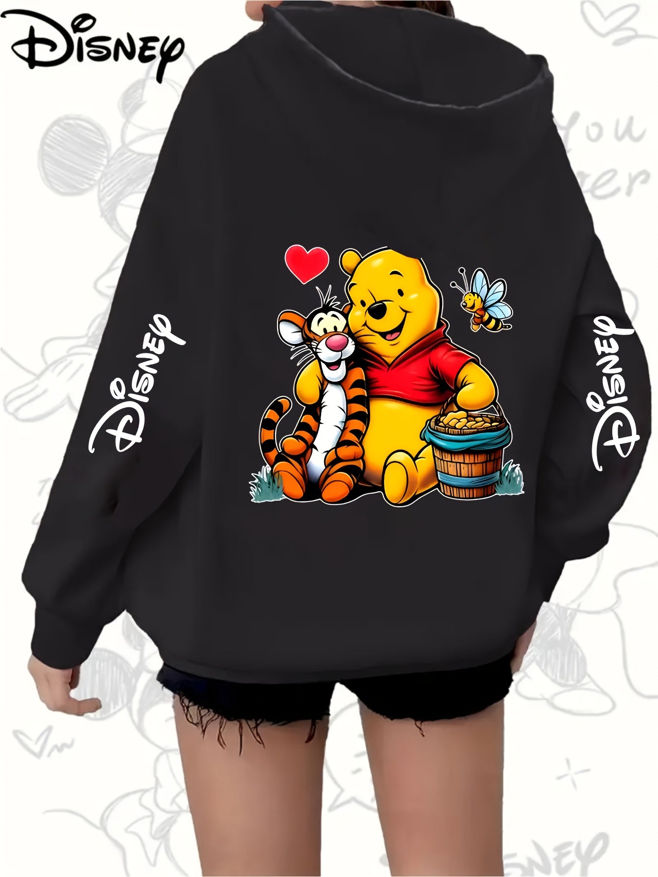 Women's Plus Size Cartoon Hoodie Zip-Up Jacket Casual Wear Oversized