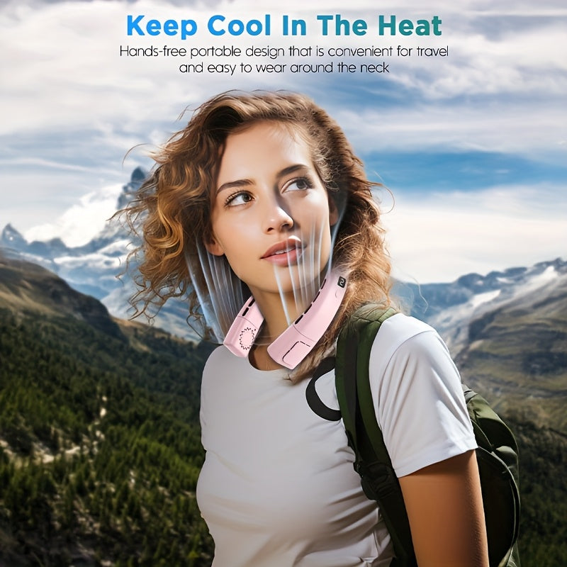 Hands-Free Neck Fan with LED Display, Rechargeable Bladeless Personal Cooling