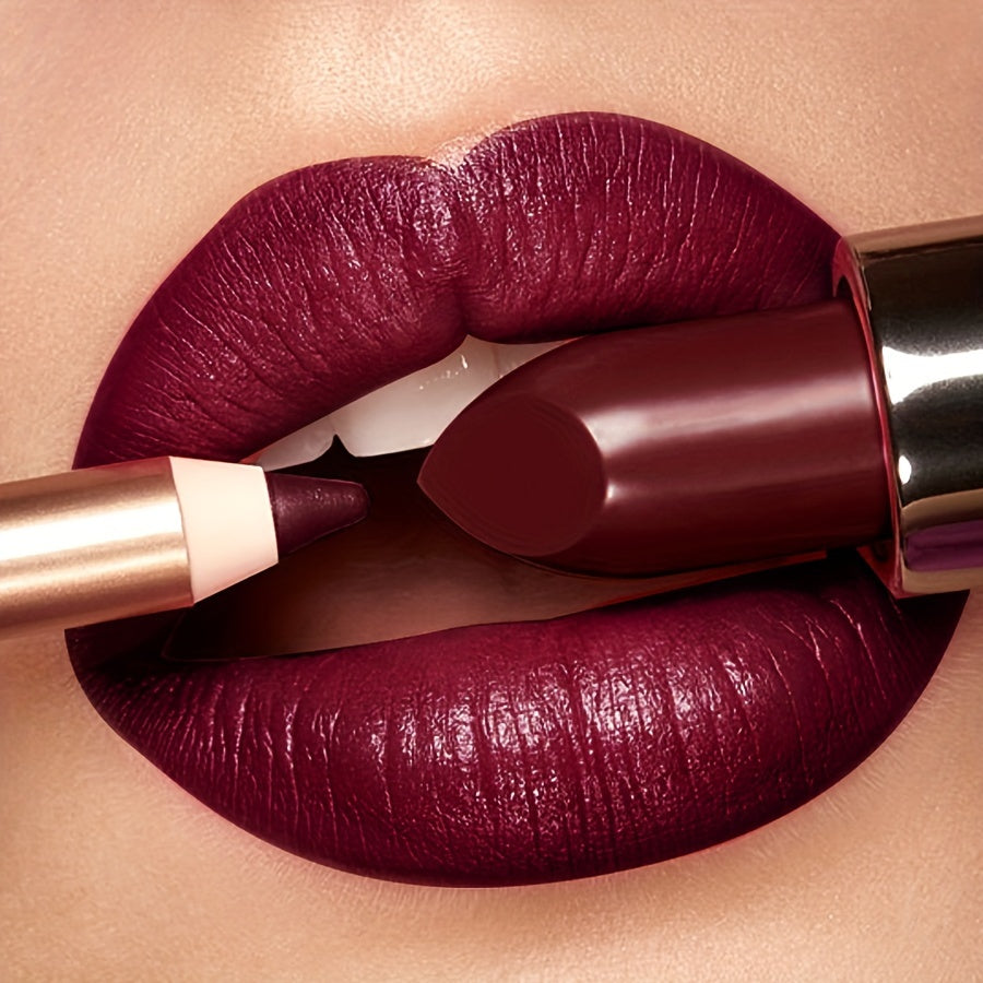 Pintalabios a prueba de agua de larga duración para mujer, rojo, no pegajoso