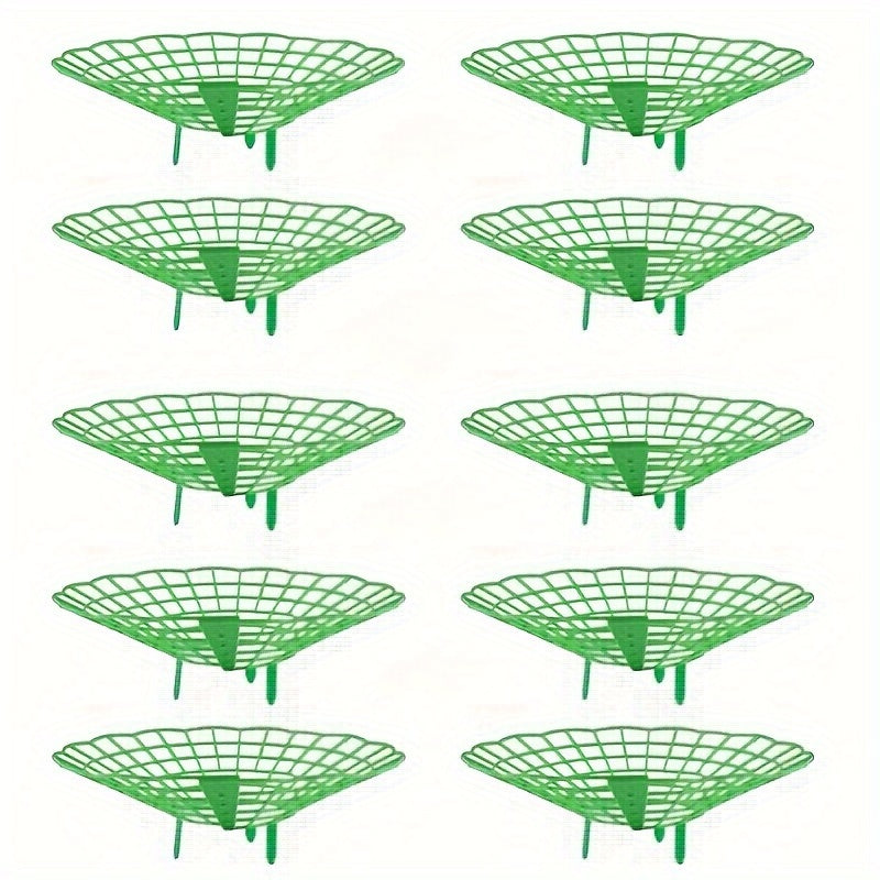 10 Green Plastic Strawberry Plant Support Cages with 3 Legs Set of 10