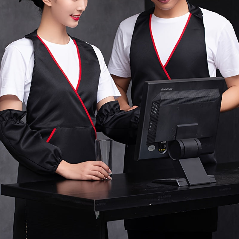 Erkaklar va ayollar uchun premium polyester oshpaz aproni - restoran, kafe va nonvoyxona xodimlari uchun klassik bir rangli oshpaz va xizmat aproni