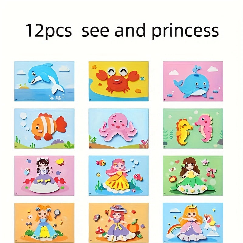 DIY 3D Stickers for Kids Educational Holiday Gift Paper Mixed Color Pack of 6 or 12