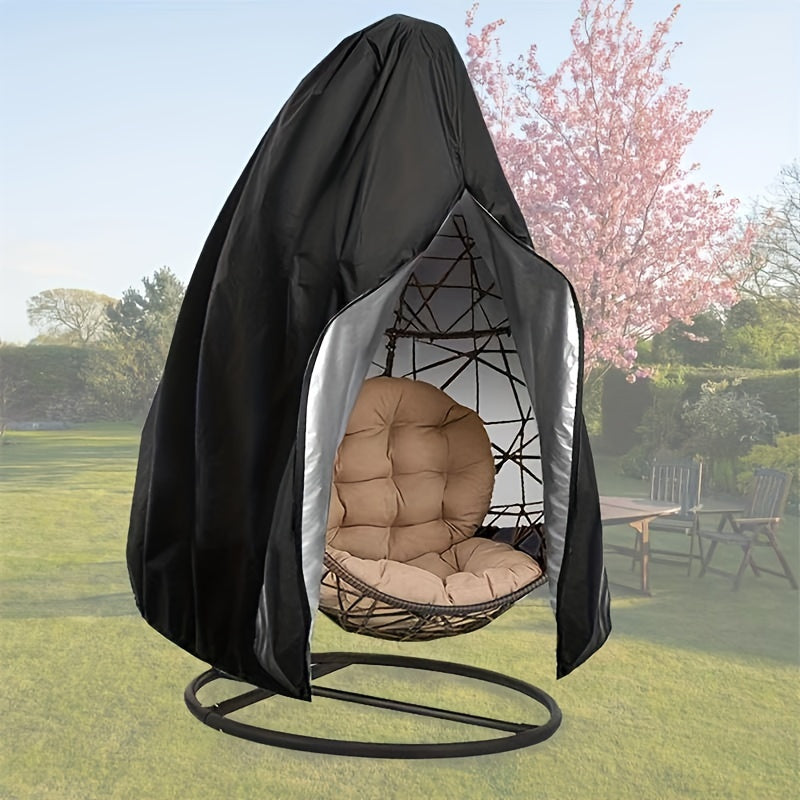 Outdoor Egg Chair Cover Polyester Black Weatherproof Patio Wicker Stand Protector