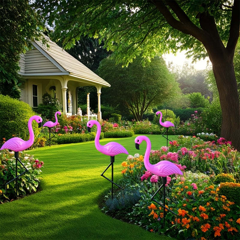 Pink Flamingo Yard Decorations Set with Foot Stakes for Garden Patio Outdoor Parties