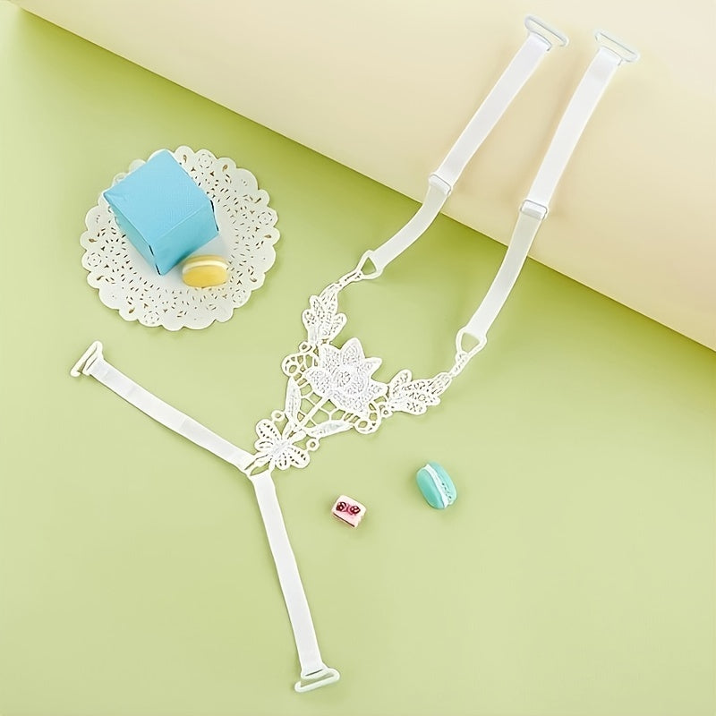 Women's Lingerie Butterfly Lace Shoulder Straps Adjustable Non-Slip Hollow Out Black White Pink